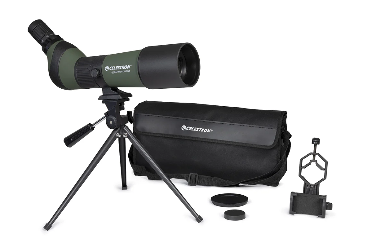 LandScout 20-60x65mm Angled Zoom Spotting Scope with Table-top Tripod and Smartphone Adapter - Image 8