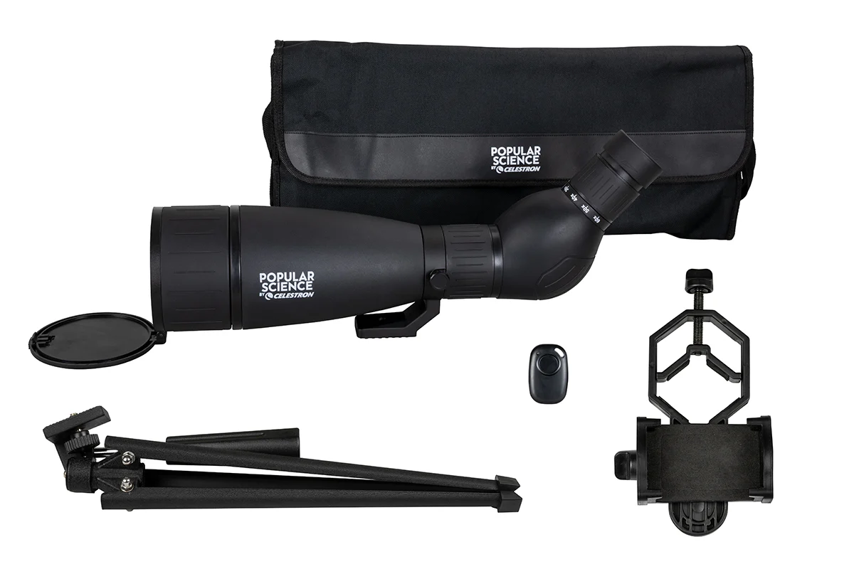 Popular Science by Celestron LandScout 20-60x80mm Angled Zoom Spotting Scope with Smartphone Adapter and Bluetooth remote - Image 11