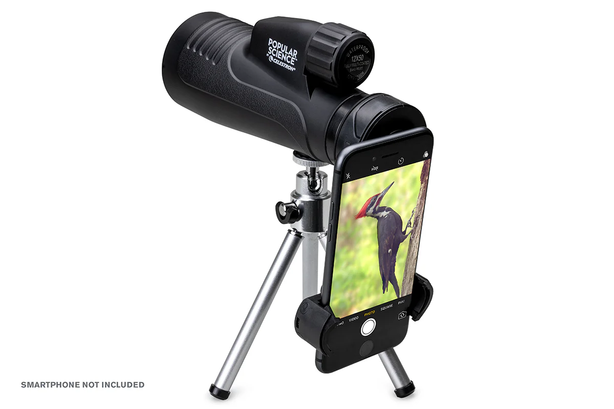 Popular Science by Celestron Outland X 12x50mm Monocular with Tripod, Smartphone Adapter, and Bluetooth remote - Image 2