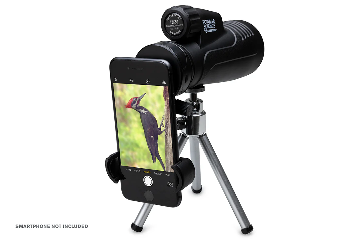 Popular Science by Celestron Outland X 12x50mm Monocular with Tripod, Smartphone Adapter, and Bluetooth remote - Image 3