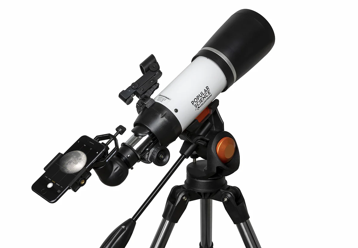 Used - Popular Science by Celestron AstroMaster 80AZS Telescope with Smartphone Adapter and Bluetooth Remote - Image 6